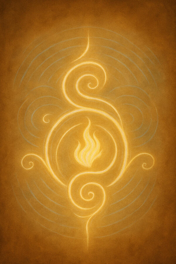 Flaming glowing logo.