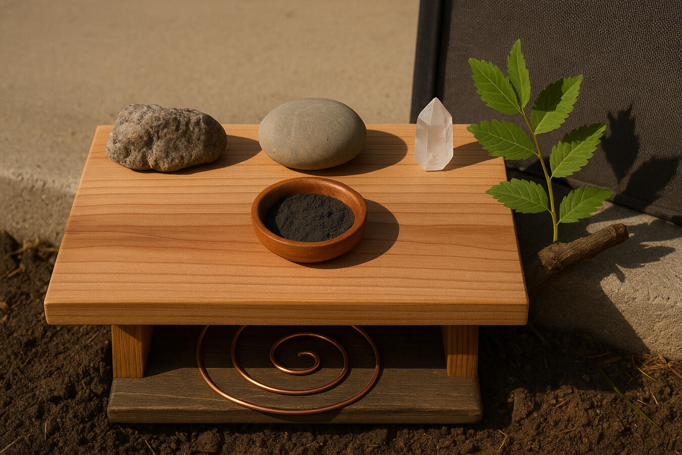 Man building a wood alter...